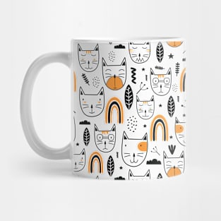 Orange and Black Cat Pattern -  Cute Cat Illustration - Cat Lover Gift Mug